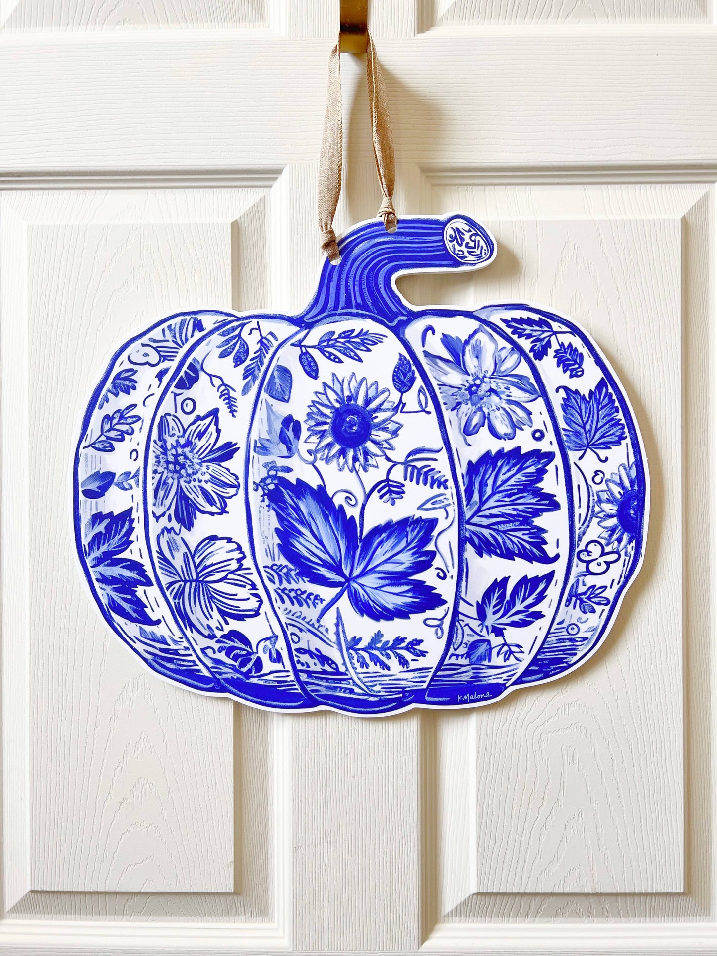 Chinoiserie Pumpkin Door Hanger