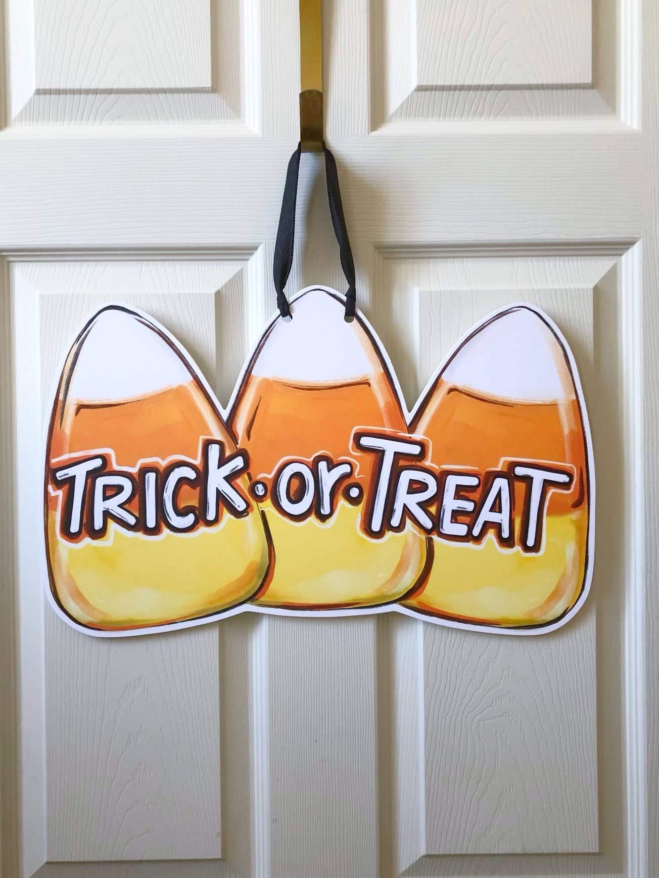 Candy Corn Trick Or Treat Halloween Door Hanger