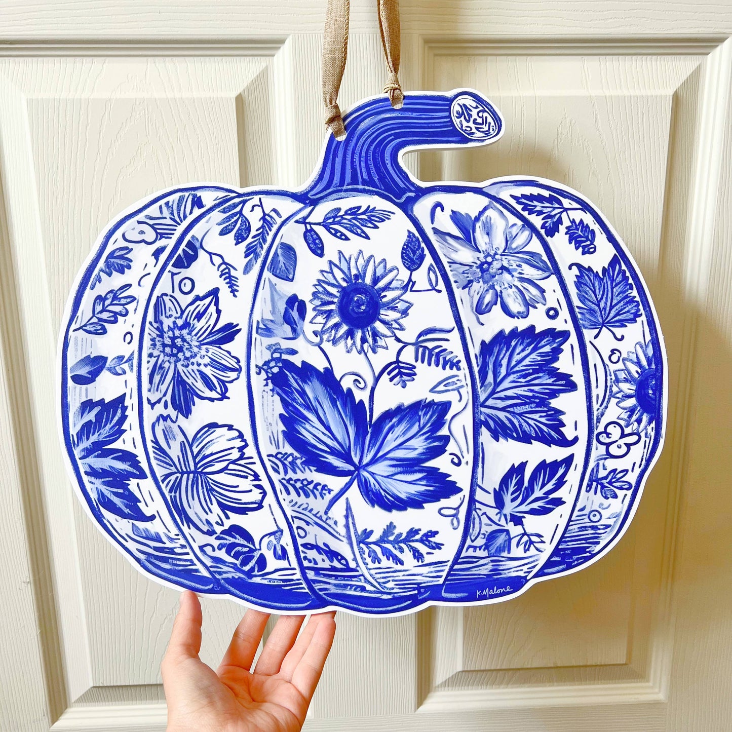 Chinoiserie Pumpkin Door Hanger