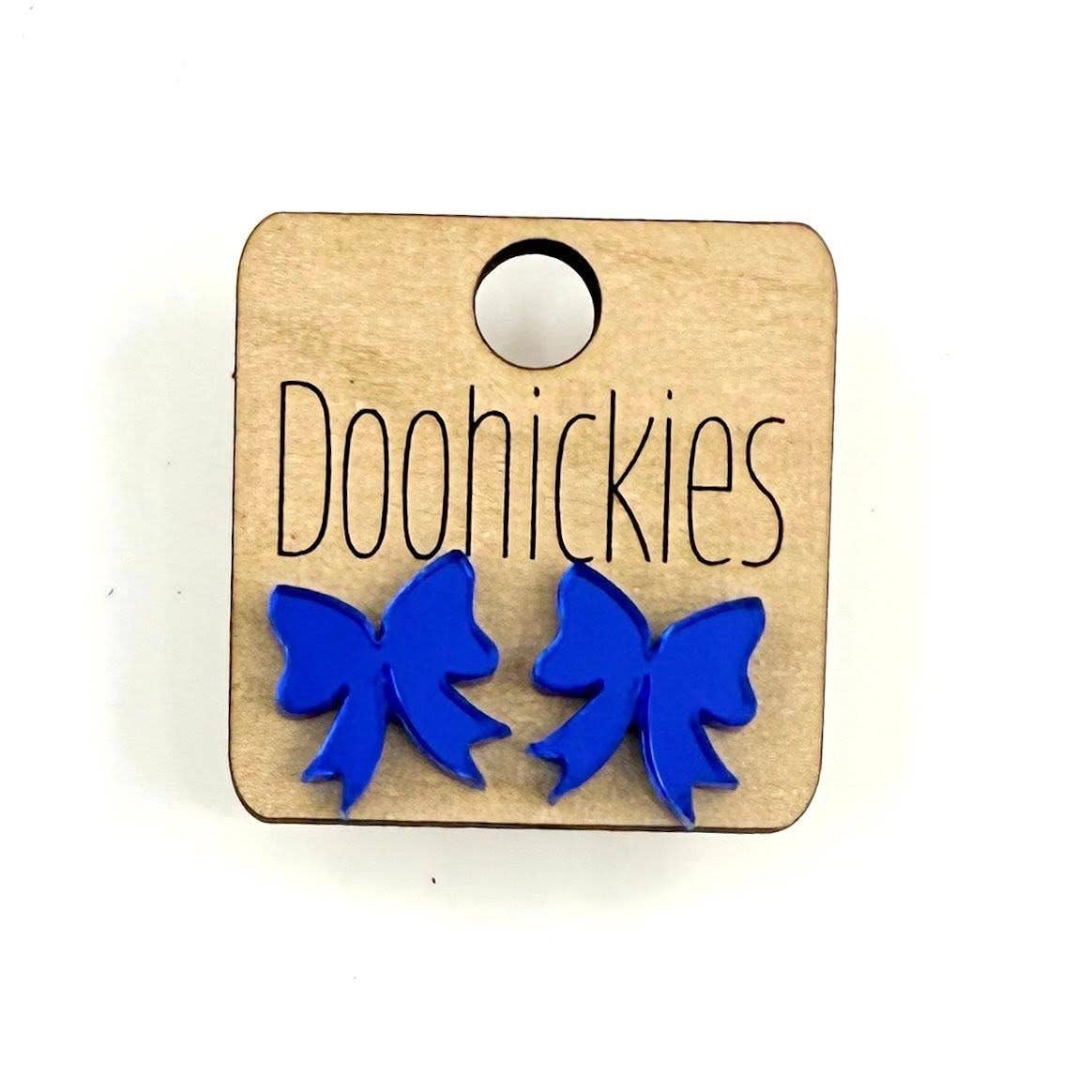 Blue Glitter Bow Stud