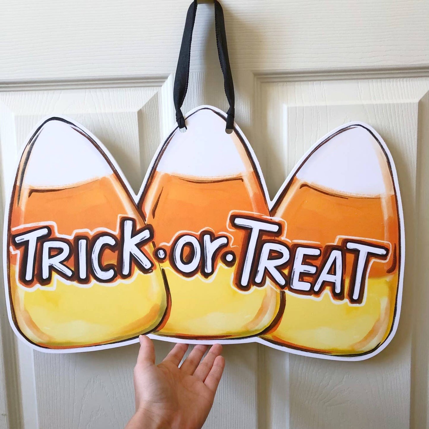 Candy Corn Trick Or Treat Halloween Door Hanger