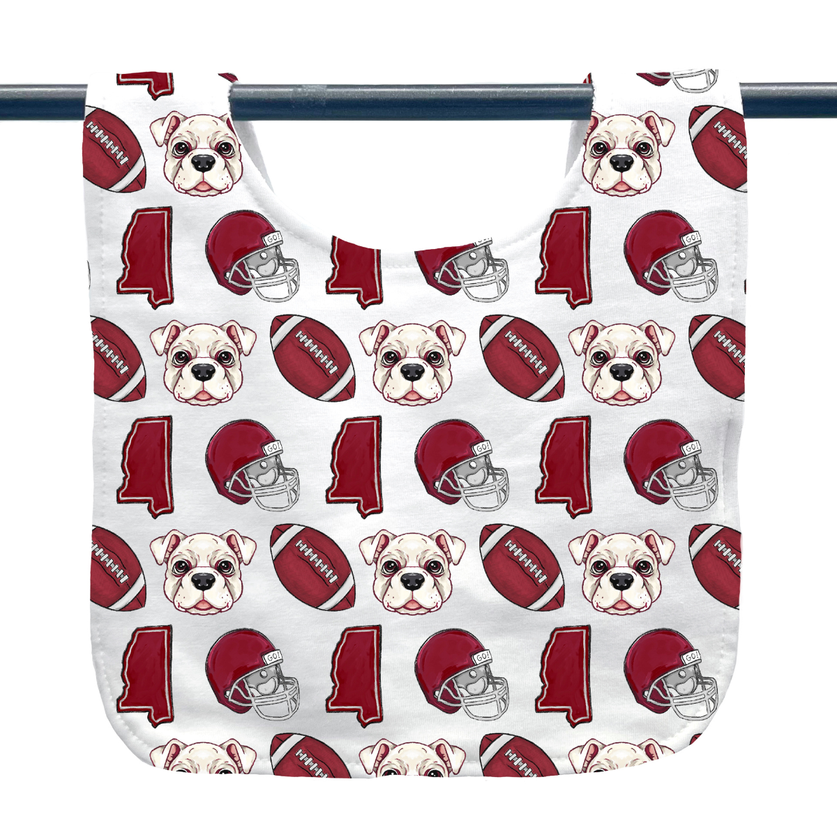 Maroon Bulldog Football Baby Bib