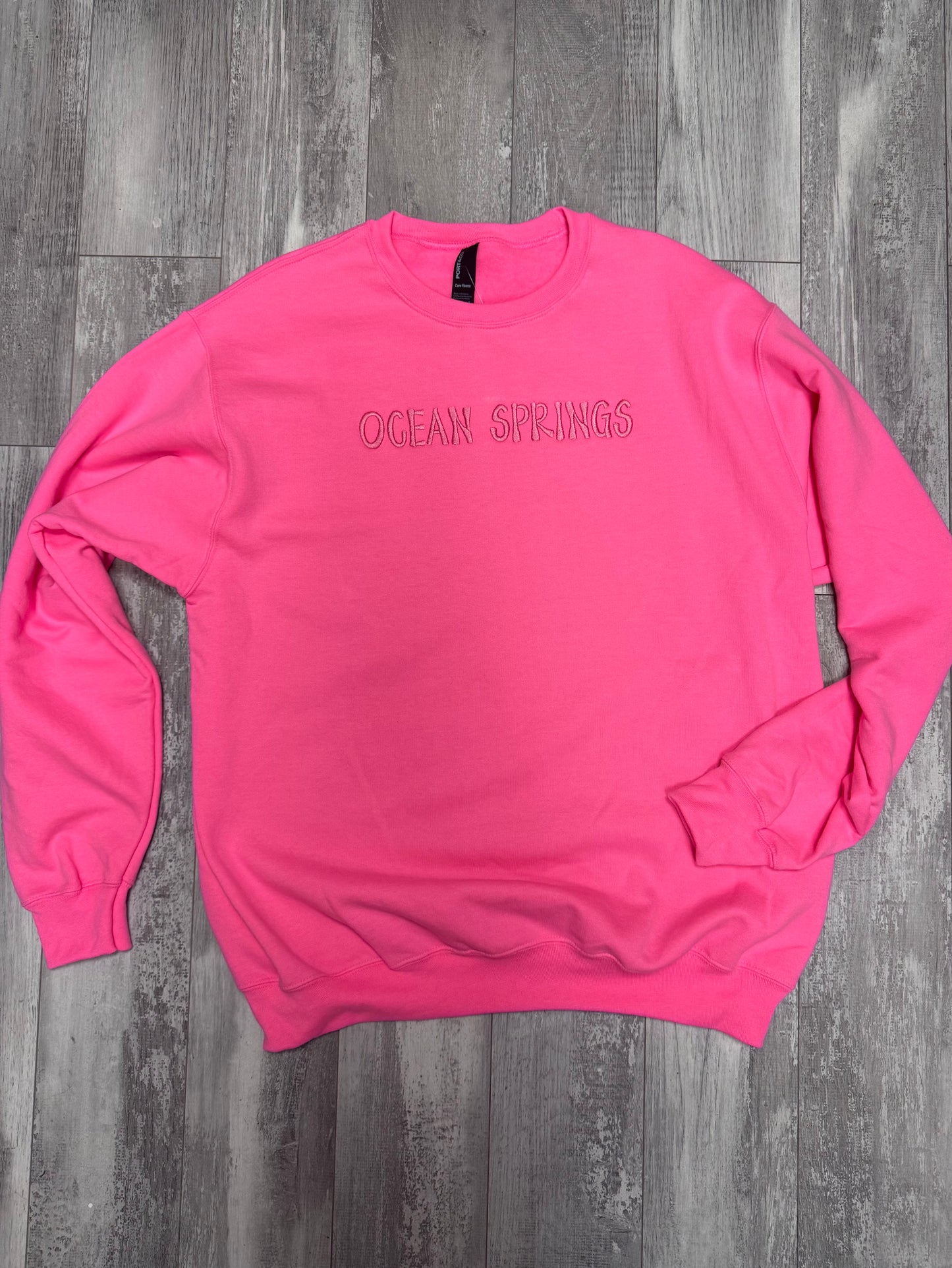 Neon Pink Ocean Springs sweatshirt