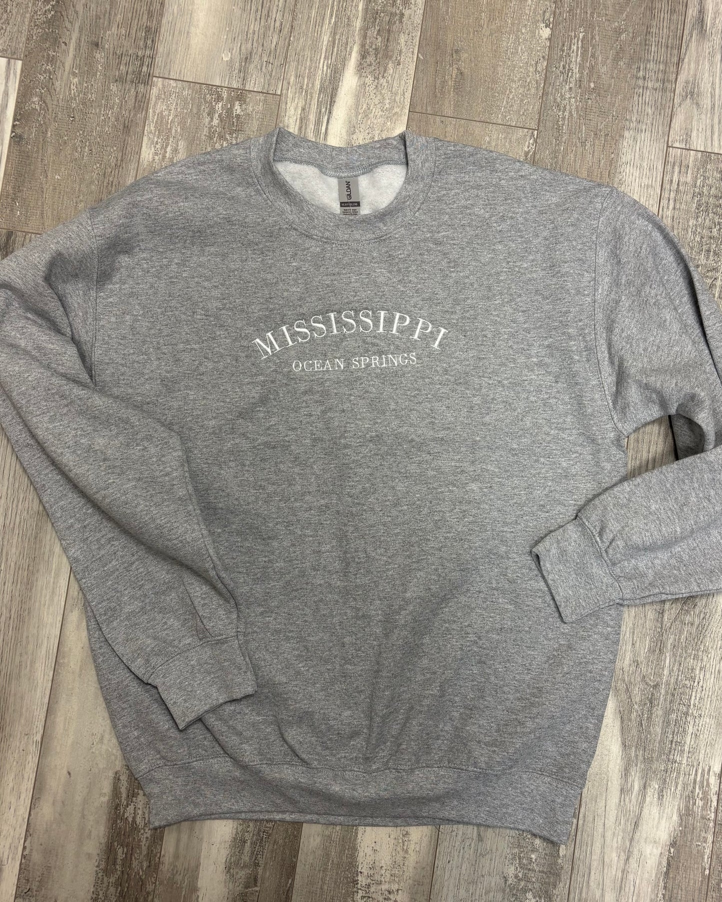 Ocean Springs Embroidered Gray Sweatshirt