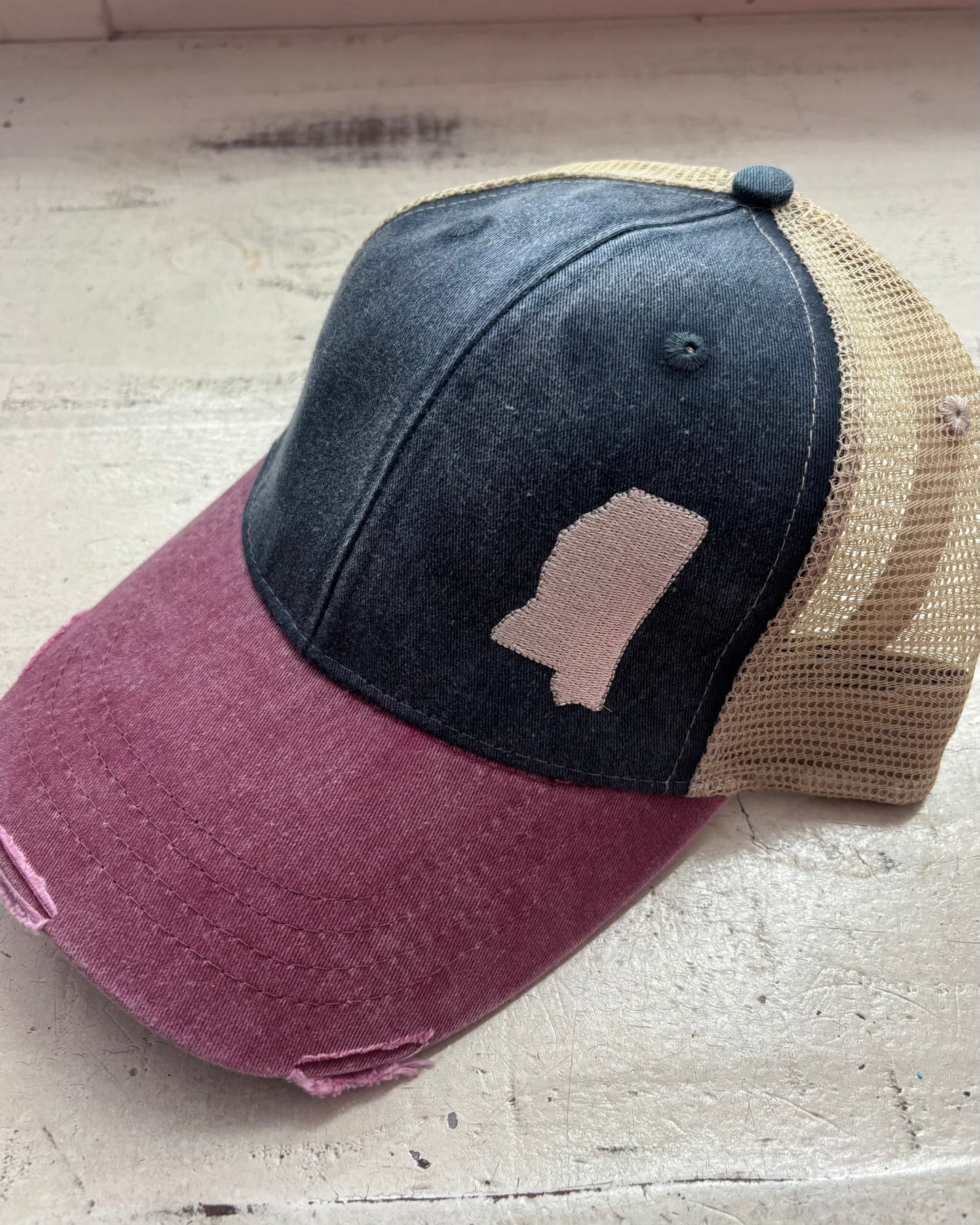 Mississippi Embroidered Distressed Hat