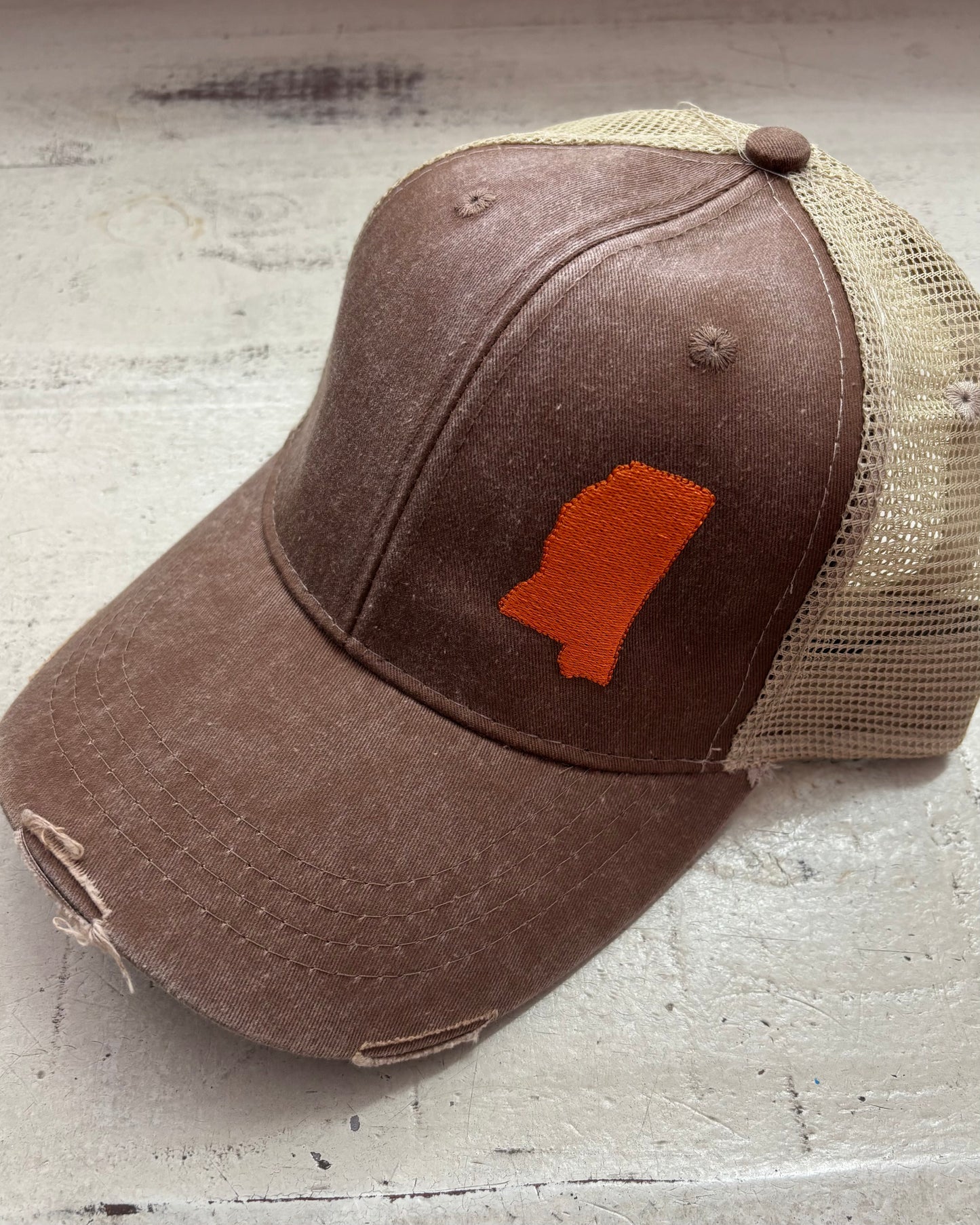 Mississippi Embroidered Distressed Hat