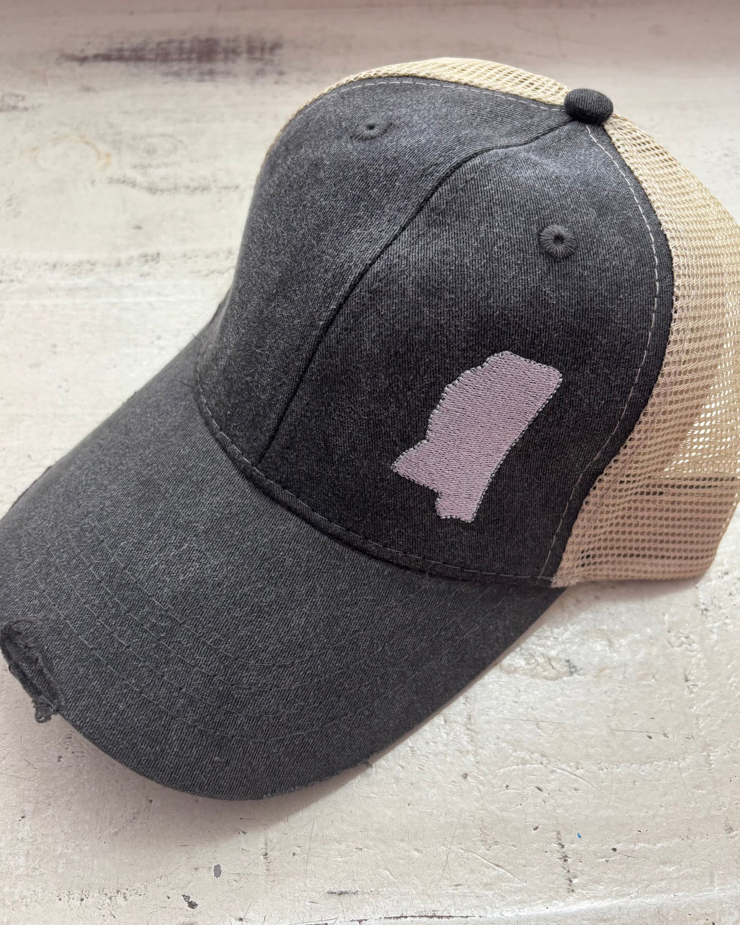 Mississippi Embroidered Distressed Hat