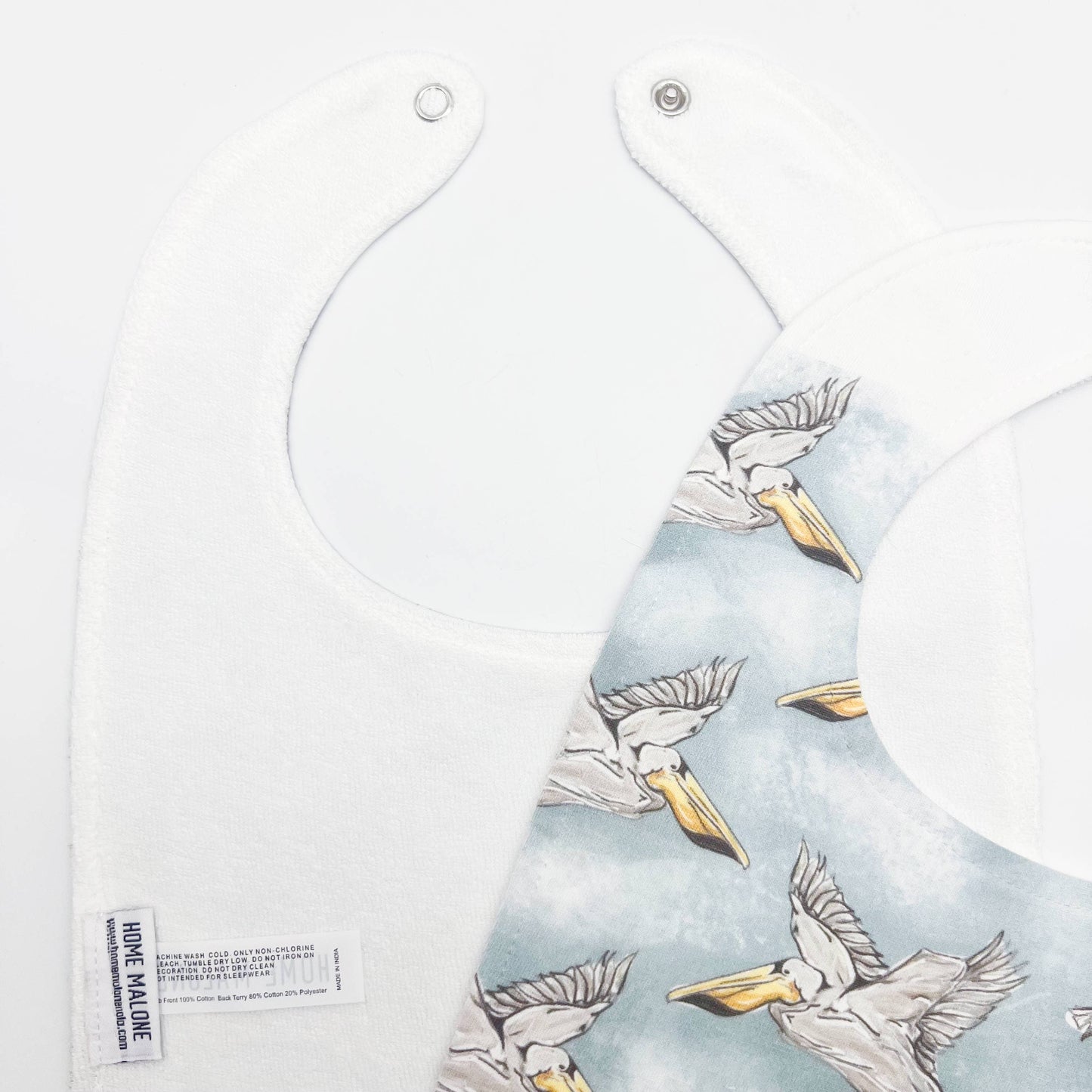 Pelicans on Blue Bib