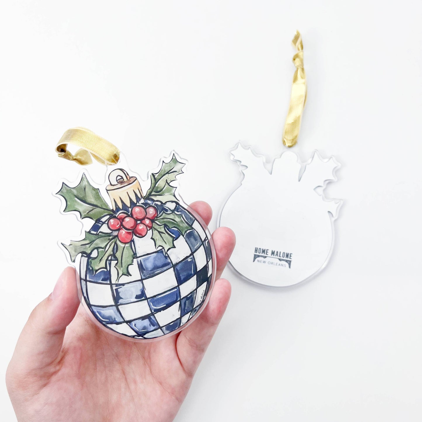 Acrylic Black & White Checkered Ornament