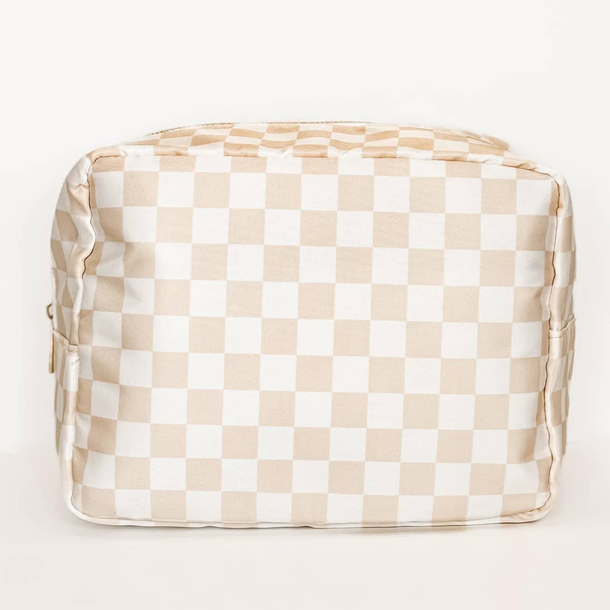 Cream and White Checkered Bags: Large