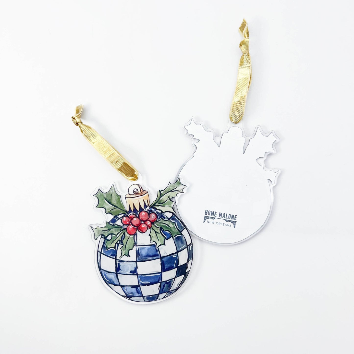 Acrylic Black & White Checkered Ornament