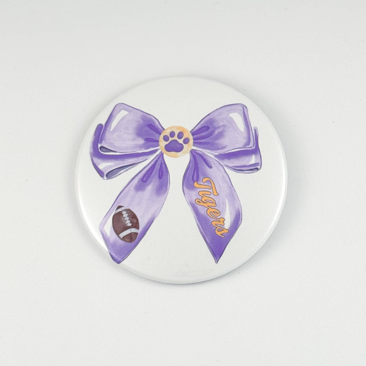 Purple Bow with Football Game Day Button