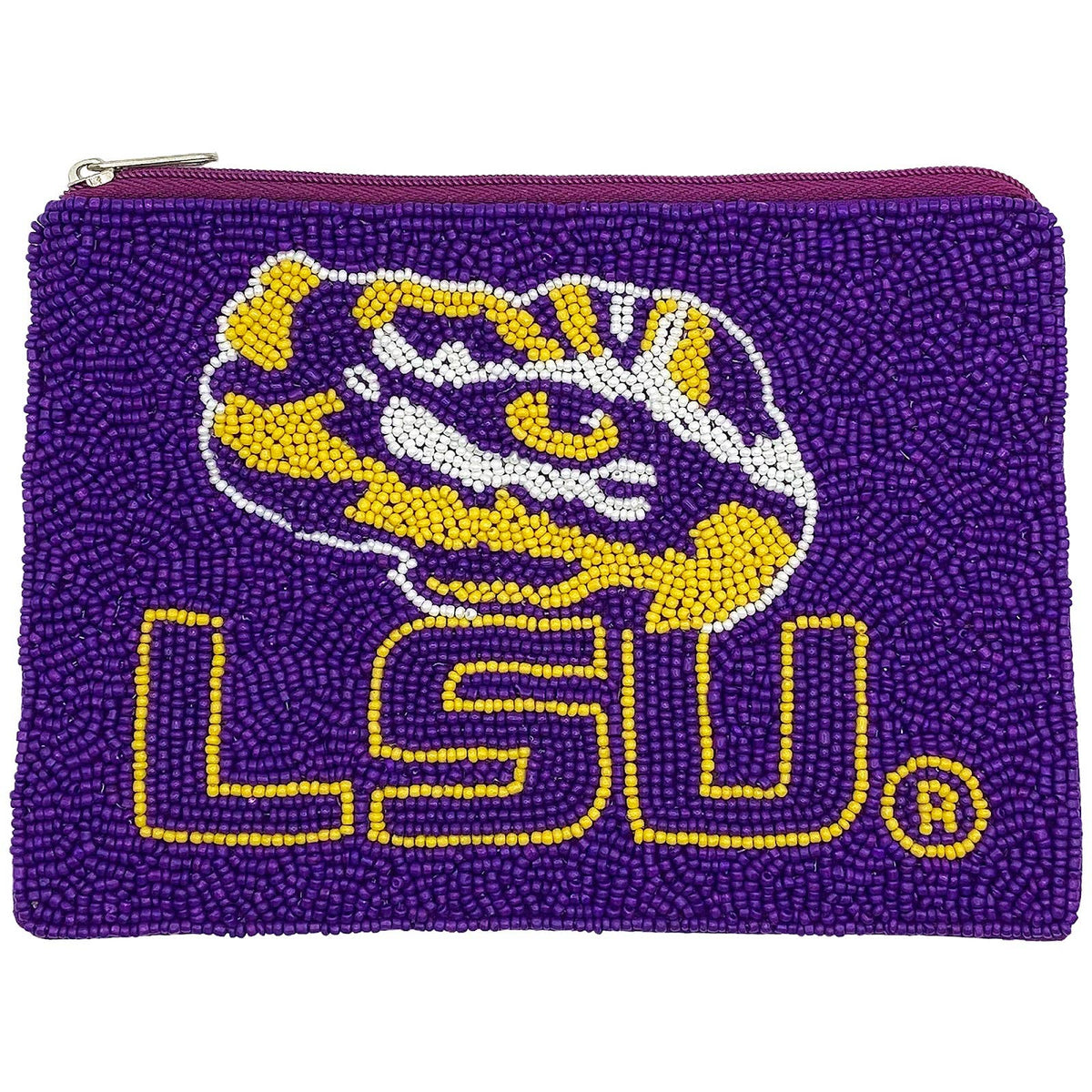 LSU TIGER EYE BEADED POUCH