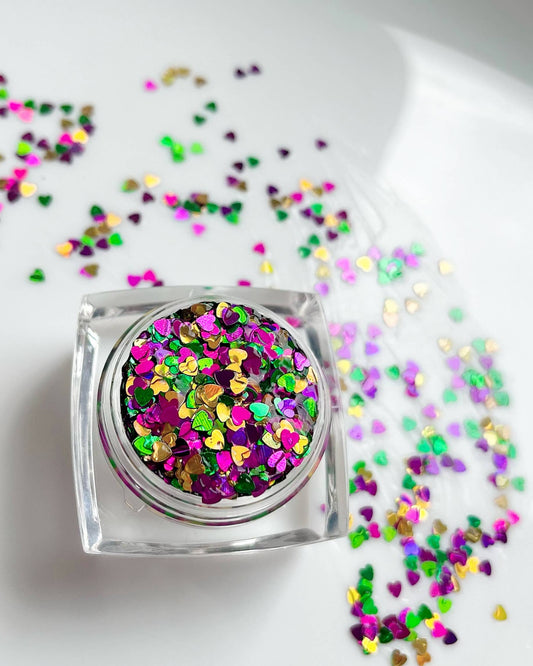 Mardi Gras Heart Face and Body Glitter 