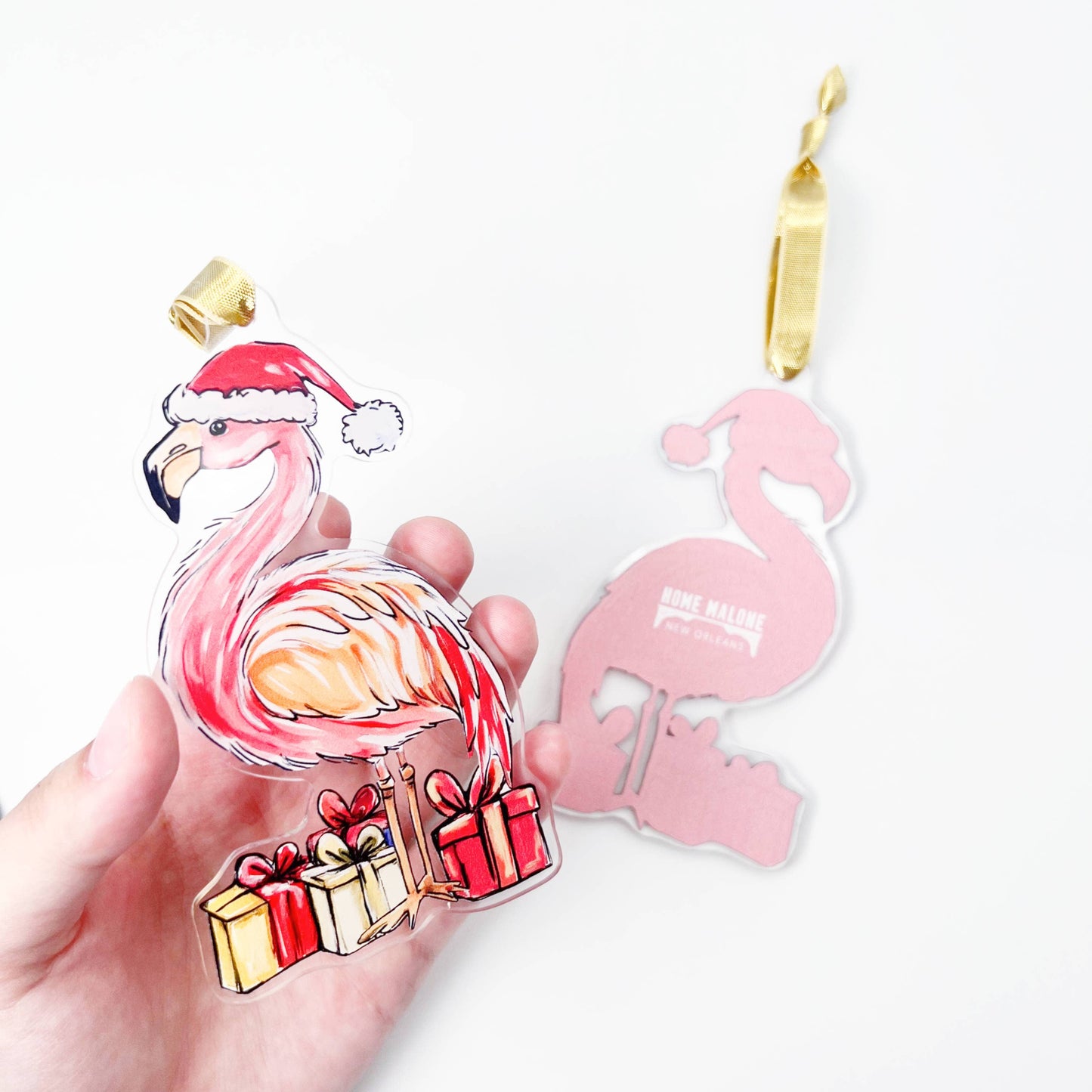 Acrylic Christmas Flamingo Ornament