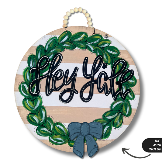 Tan "Hey Y'all" Wreath Hanger + Mini