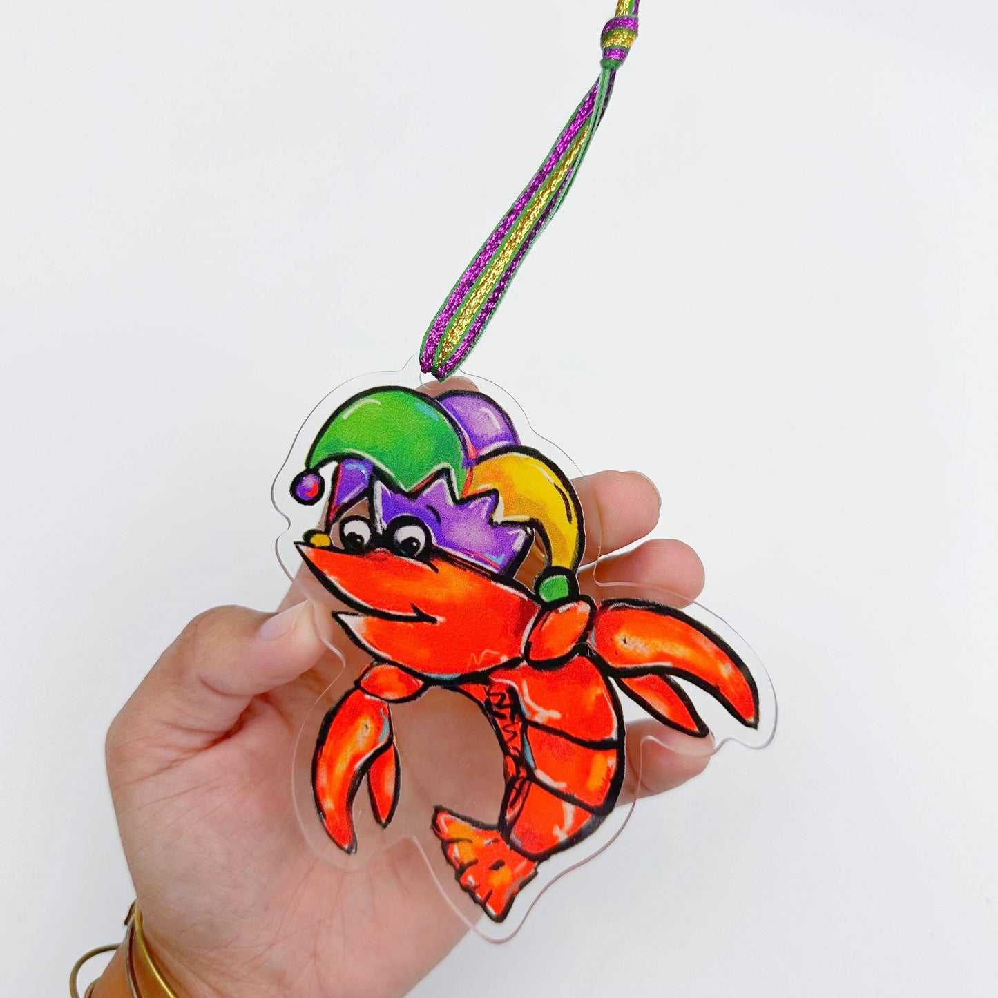 Acrylic Mardi Gras Crawfish Ornament