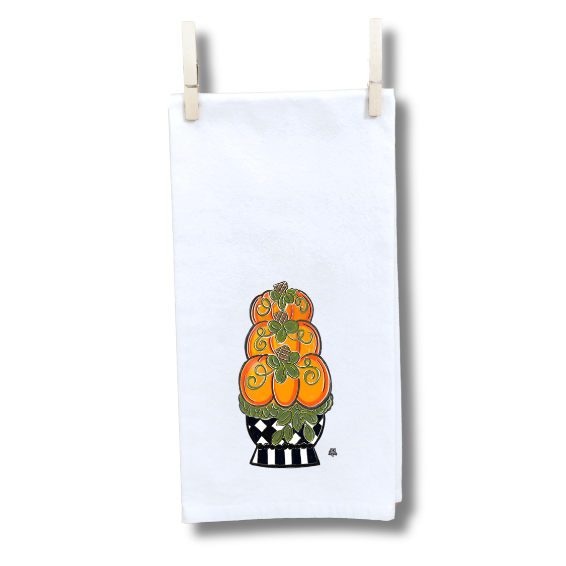 Black and White Pumpkin Topiary Towel