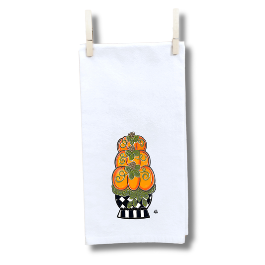 Black and White Pumpkin Topiary Towel