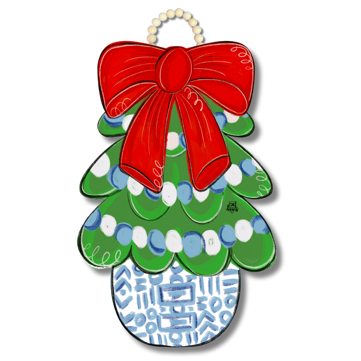 Red Chinoiserie Tree Door Hanger