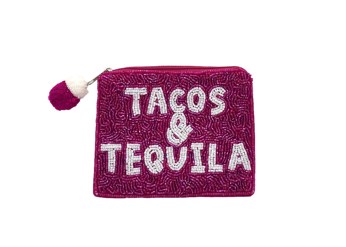 TACOS & TEQUILA BEADED COIN POUCH
