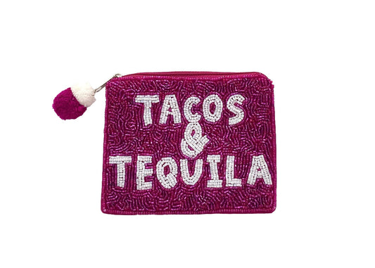 TACOS & TEQUILA BEADED COIN POUCH
