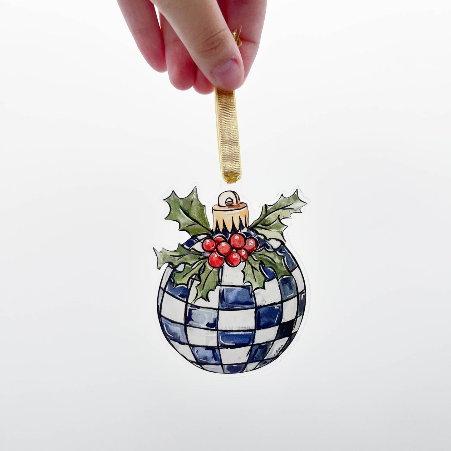 Acrylic Black & White Checkered Ornament