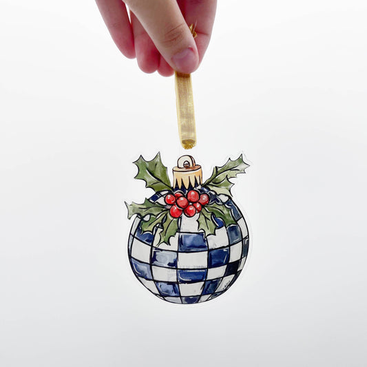 Acrylic Black & White Checkered Ornament