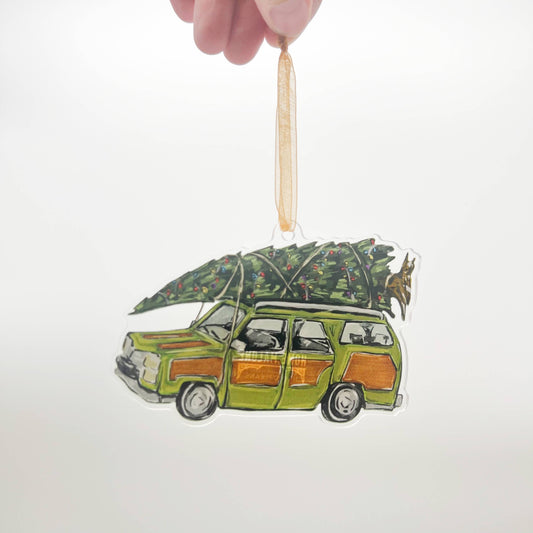 Christmas Tree Station Wagon Vacation Ornament