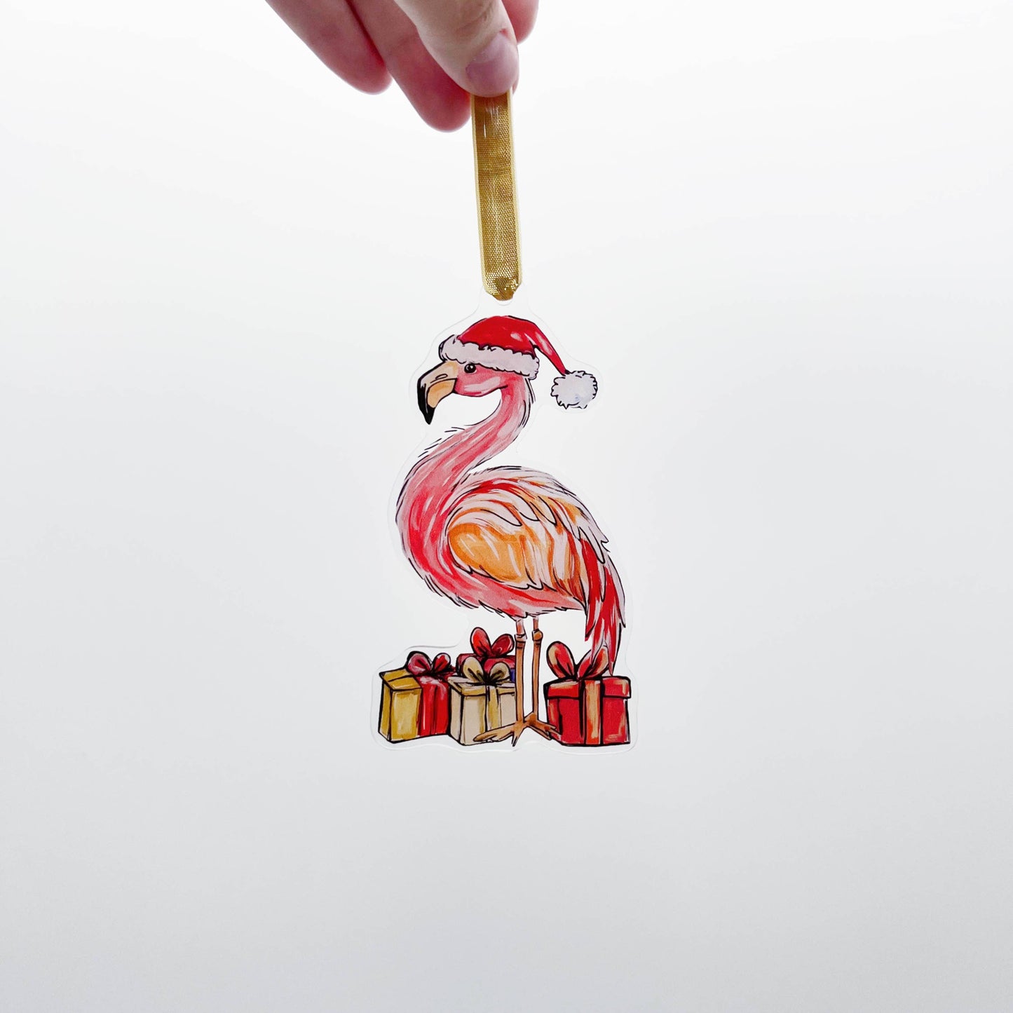 Acrylic Christmas Flamingo Ornament