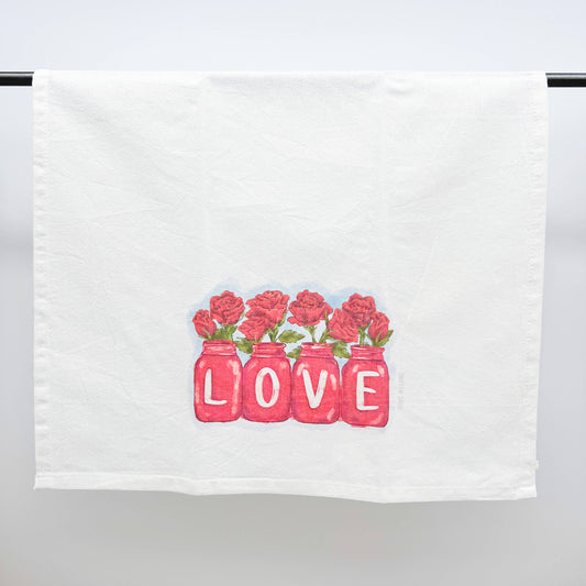 Valentine's Roses in Mason Jars Towel