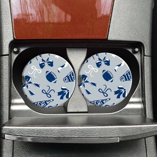 Blue Grey Football Car Coaster