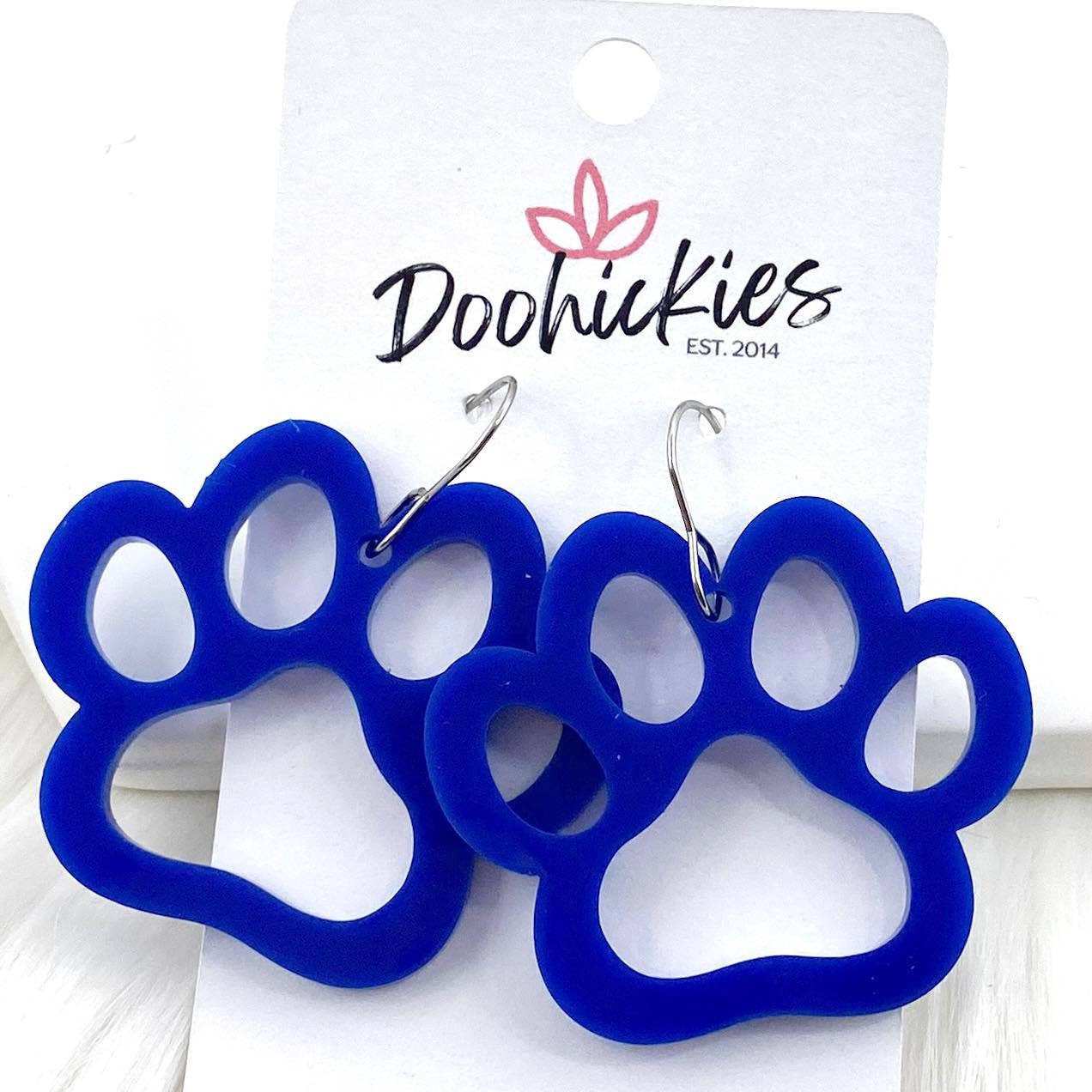 Blue Paw cutout earrings