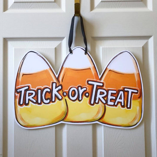 Candy Corn Trick Or Treat Halloween Door Hanger
