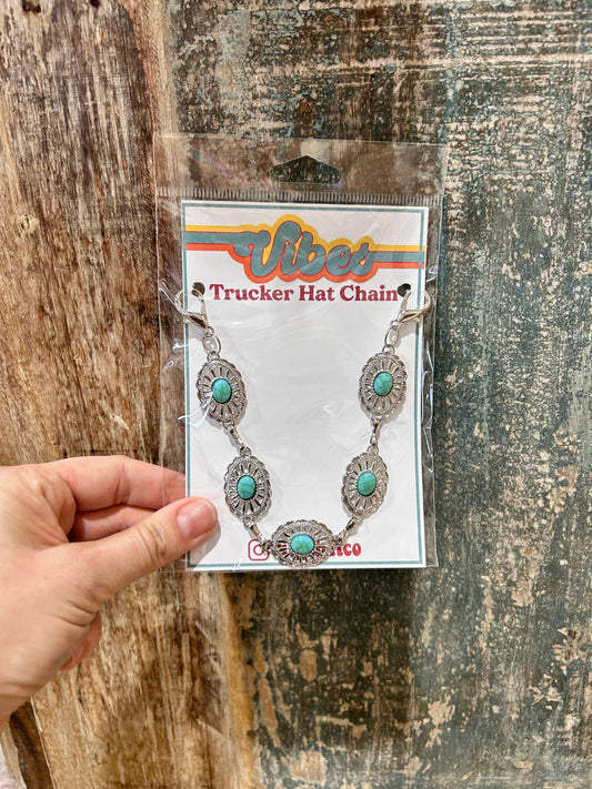 Small Turquoise Oval Trucker Chain