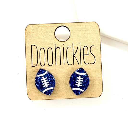 Blue Glitter Football Stud earrings