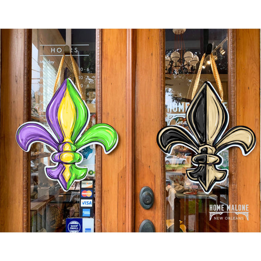 Reversible Mardi Gras & Saints Fleur De Lis Door Decor