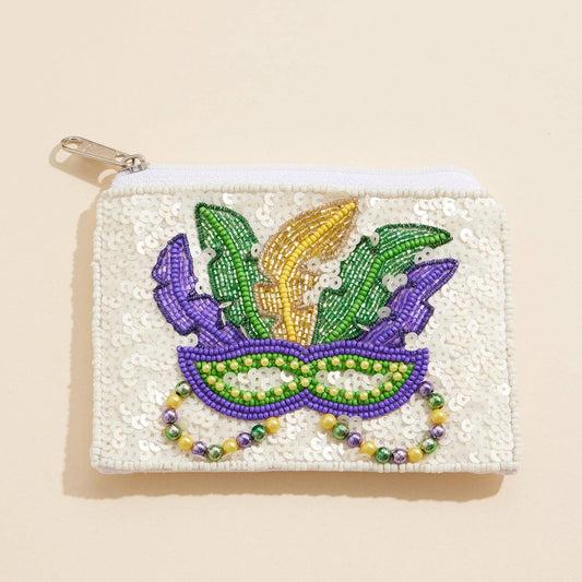 Beaded Mask Sequin Pouch