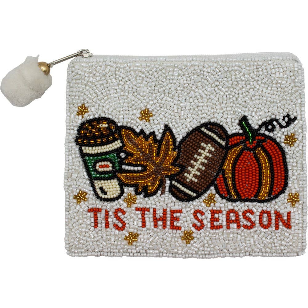 ‘TIS THE SEASON BEADED COIN  POUCH