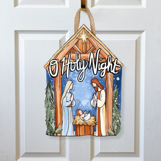 O Holy Night Nativity Door Hanger