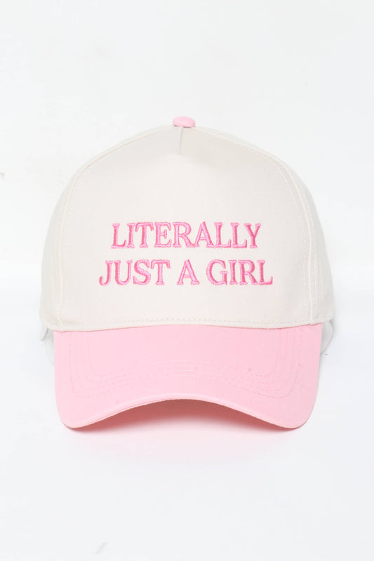 LITERALLY JUST A GIRL Embroidered Baseball Cap