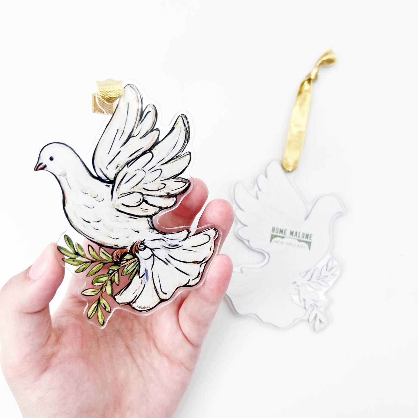 Acrylic White Christmas Dove Ornament