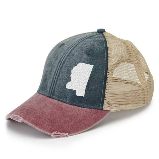 Mississippi Embroidered Distressed Hat