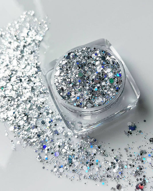 Silver Face and Body Glitter Gel