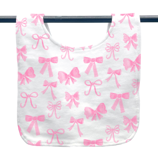 Pink Bows Baby Bib