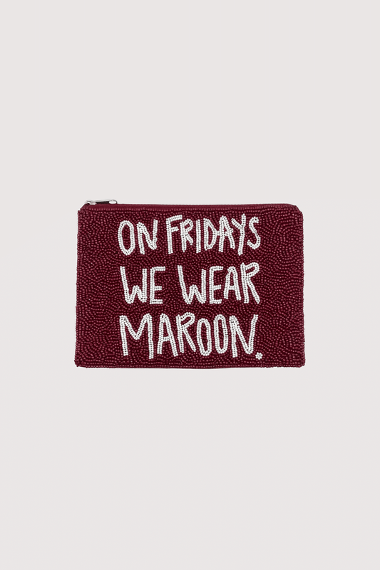 MSU We Wear Maroon Beaded Coin Pouch