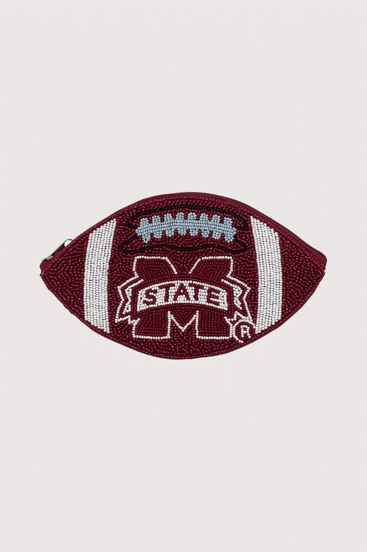 MSU Beaded Football Coin Pouch