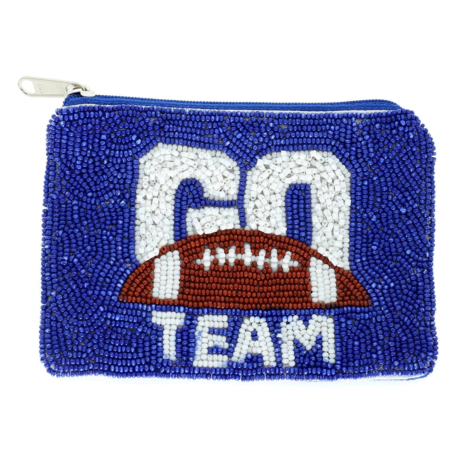 Go Team Beaded Football Coin Bag