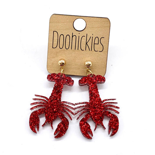 Glitter Crawfish Acrylic Dangles