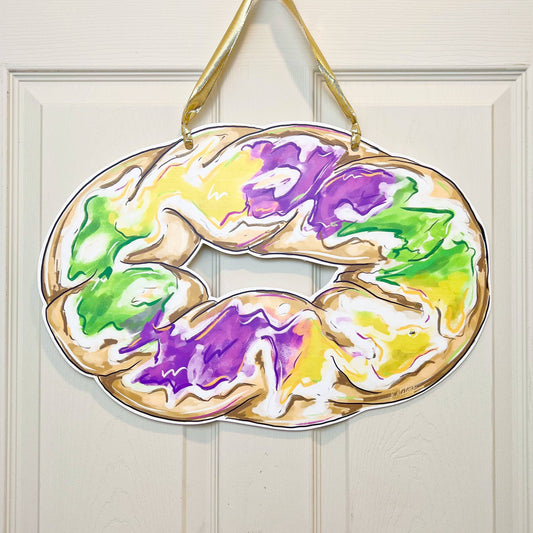 King Cake Mardi Gras Door Hanger